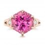14k Rose Gold 14k Rose Gold Custom Pink Tourmaline And Diamond Anniversary Ring - Top View -  102316 - Thumbnail