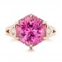 18k Rose Gold 18k Rose Gold Custom Pink Tourmaline And Diamond Anniversary Ring - Top View -  102316 - Thumbnail