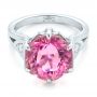  Platinum Custom Pink Tourmaline And Diamond Anniversary Ring - Flat View -  102316 - Thumbnail
