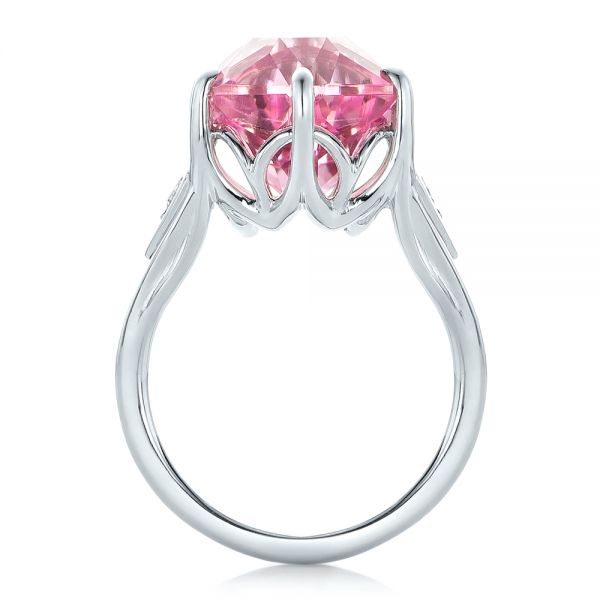  Platinum Custom Pink Tourmaline And Diamond Anniversary Ring - Front View -  102316