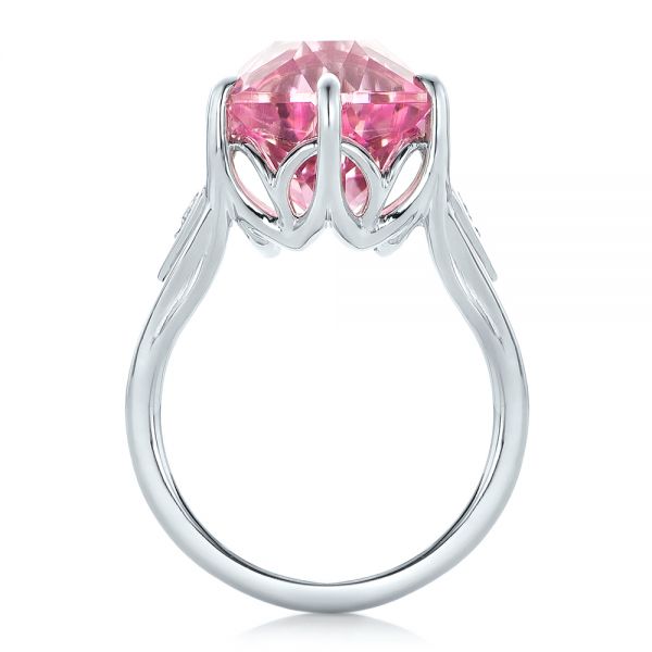 14k White Gold 14k White Gold Custom Pink Tourmaline And Diamond Anniversary Ring - Front View -  102316