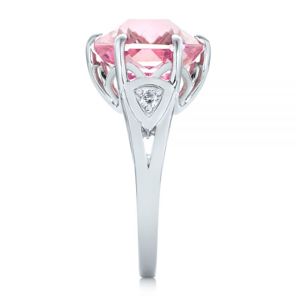  Platinum Custom Pink Tourmaline And Diamond Anniversary Ring - Side View -  102316