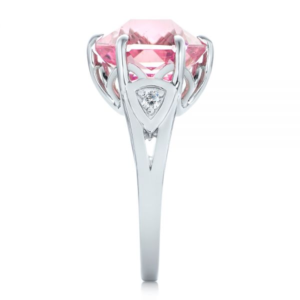 18k White Gold 18k White Gold Custom Pink Tourmaline And Diamond Anniversary Ring - Side View -  102316