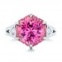  Platinum Custom Pink Tourmaline And Diamond Anniversary Ring - Top View -  102316 - Thumbnail