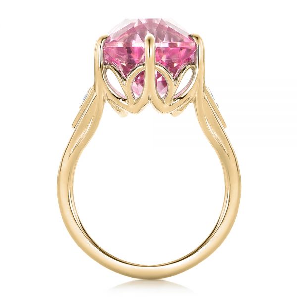 18k Yellow Gold 18k Yellow Gold Custom Pink Tourmaline And Diamond Anniversary Ring - Front View -  102316