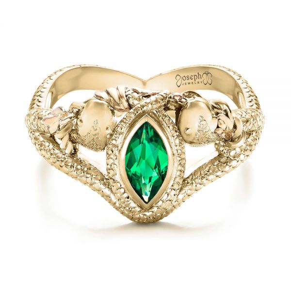 14k Yellow Gold And Platinum 14k Yellow Gold And Platinum Custom Ring Of Barahir - Flat View - 101867