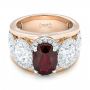 14k Rose Gold And 14K Gold Custom Ruby And Diamond Fashion Ring - Flat View -  102883 - Thumbnail