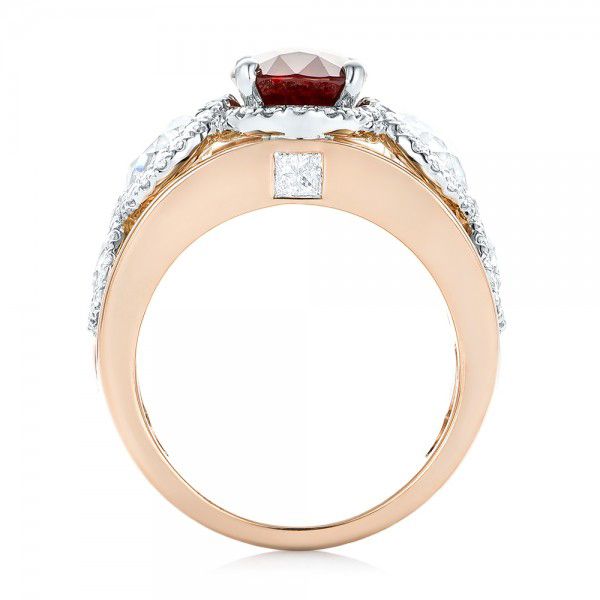 18k Rose Gold And Platinum 18k Rose Gold And Platinum Custom Ruby And Diamond Fashion Ring - Front View -  102883