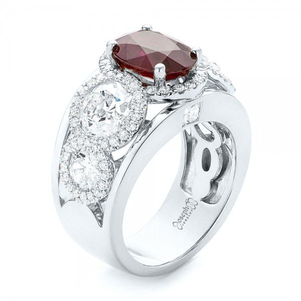  Platinum And Platinum Platinum And Platinum Custom Ruby And Diamond Fashion Ring - Three-Quarter View -  102883