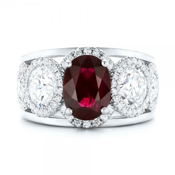 Platinum And 18K Gold Platinum And 18K Gold Custom Ruby And Diamond Fashion Ring - Top View - 102883