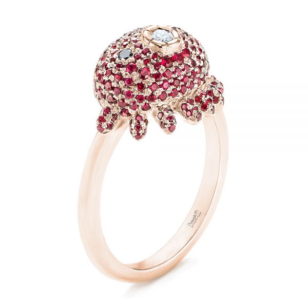 14k Rose Gold 14k Rose Gold Custom Ruby And Diamond Fashion Ring - Three-Quarter View -  103148