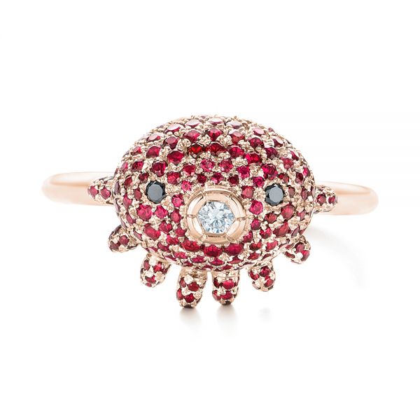 18k Rose Gold 18k Rose Gold Custom Ruby And Diamond Fashion Ring - Top View -  103148