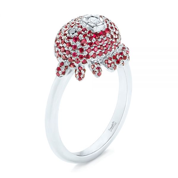  Platinum Custom Ruby And Diamond Fashion Ring - Three-Quarter View -  103148