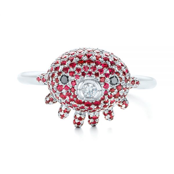 18k White Gold 18k White Gold Custom Ruby And Diamond Fashion Ring - Top View -  103148