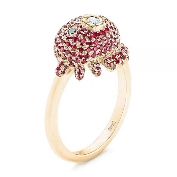 14k Yellow Gold 14k Yellow Gold Custom Ruby And Diamond Fashion Ring - Three-Quarter View -  103148