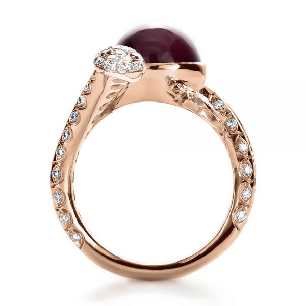 14k Rose Gold 14k Rose Gold Custom Ruby And Diamond Snake Ring - Front View - 1139