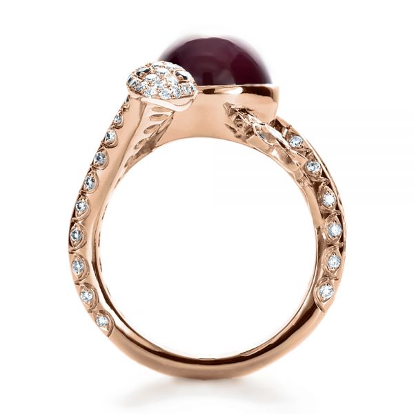 14k Rose Gold 14k Rose Gold Custom Ruby And Diamond Snake Ring - Front View -  1139