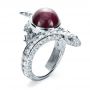 14k White Gold 14k White Gold Custom Ruby And Diamond Snake Ring - Three-Quarter View -  1139 - Thumbnail