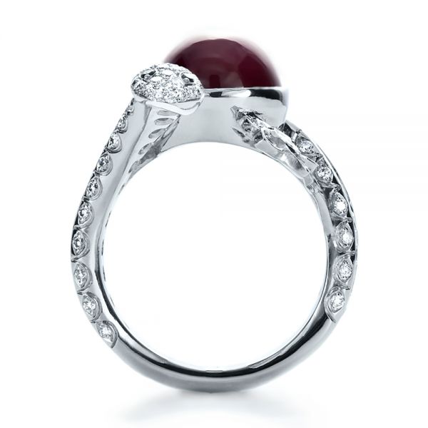 18k White Gold 18k White Gold Custom Ruby And Diamond Snake Ring - Front View -  1139