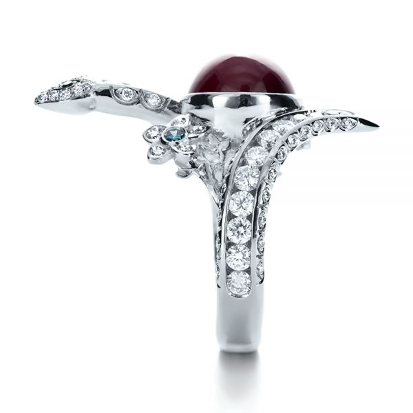 14k White Gold 14k White Gold Custom Ruby And Diamond Snake Ring - Side View -  1139