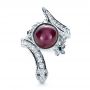 14k White Gold 14k White Gold Custom Ruby And Diamond Snake Ring - Top View -  1139 - Thumbnail