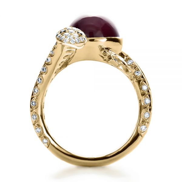 14k Yellow Gold 14k Yellow Gold Custom Ruby And Diamond Snake Ring - Front View -  1139