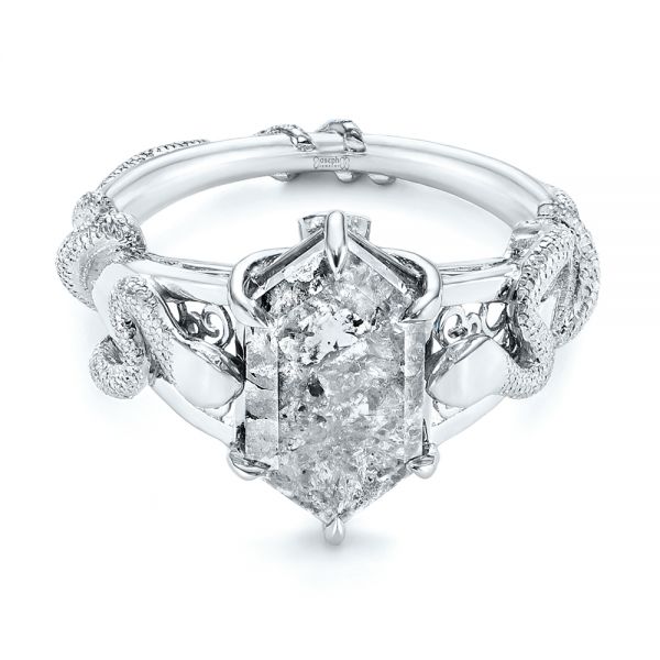 Platinum Custom Salt And Pepper Hexagon Diamond Snake Fashion Ring - Flat View -  105855 - Thumbnail
