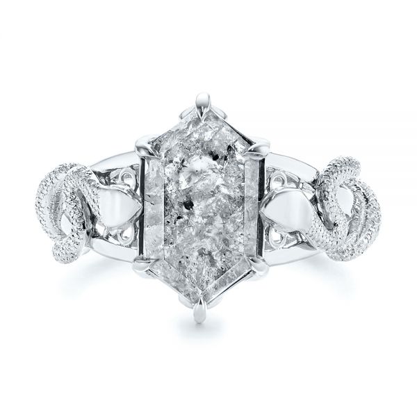  Platinum Custom Salt And Pepper Hexagon Diamond Snake Fashion Ring - Top View -  105855 - Thumbnail