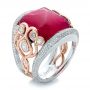  18K Gold And 18k Rose Gold 18K Gold And 18k Rose Gold Custom Spinel And Pave Diamond Anniversary Ring - Three-Quarter View -  102081 - Thumbnail