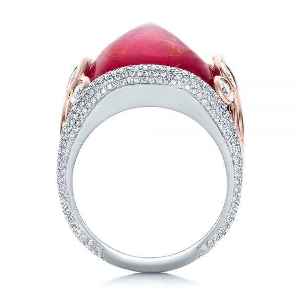  18K Gold And 18k Rose Gold 18K Gold And 18k Rose Gold Custom Spinel And Pave Diamond Anniversary Ring - Front View -  102081