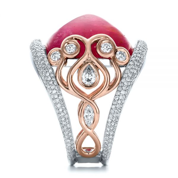  18K Gold And 18k Rose Gold 18K Gold And 18k Rose Gold Custom Spinel And Pave Diamond Anniversary Ring - Side View -  102081