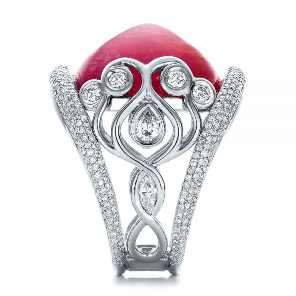  14K Gold And 18k White Gold 14K Gold And 18k White Gold Custom Spinel And Pave Diamond Anniversary Ring - Side View -  102081