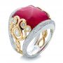  18K Gold And 14k Yellow Gold 18K Gold And 14k Yellow Gold Custom Spinel And Pave Diamond Anniversary Ring - Three-Quarter View -  102081 - Thumbnail