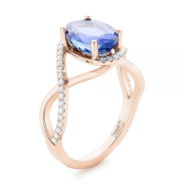14k Rose Gold 14k Rose Gold Custom Tanzanite And Diamond Fashion Ring - Three-Quarter View -  102909