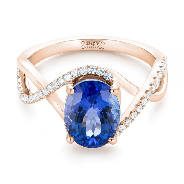 14k Rose Gold 14k Rose Gold Custom Tanzanite And Diamond Fashion Ring - Flat View - 102909