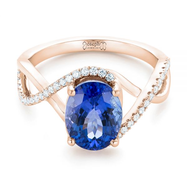 18k Rose Gold 18k Rose Gold Custom Tanzanite And Diamond Fashion Ring - Flat View -  102909