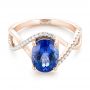 14k Rose Gold 14k Rose Gold Custom Tanzanite And Diamond Fashion Ring - Flat View -  102909 - Thumbnail