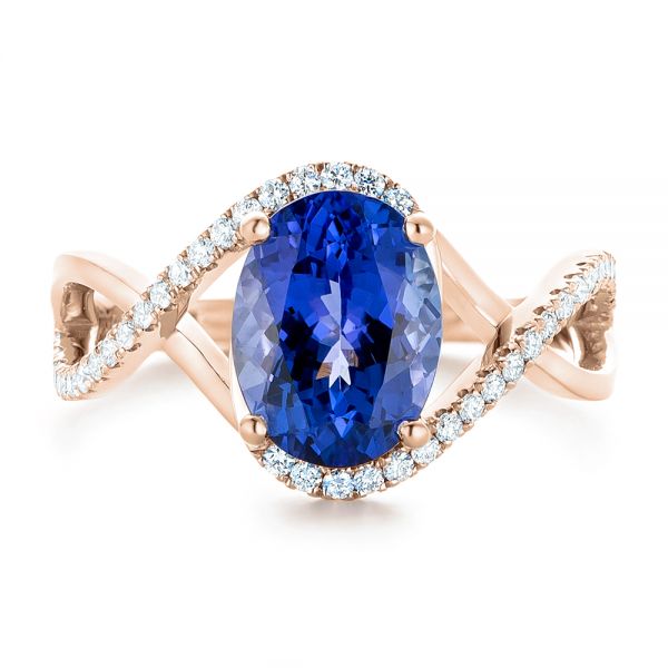 14k Rose Gold 14k Rose Gold Custom Tanzanite And Diamond Fashion Ring - Top View - 102909