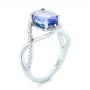 14k White Gold Custom Tanzanite And Diamond Fashion Ring - Three-Quarter View -  102909 - Thumbnail
