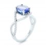 14k White Gold Custom Tanzanite And Diamond Fashion Ring - Three-Quarter View -  102909 - Thumbnail