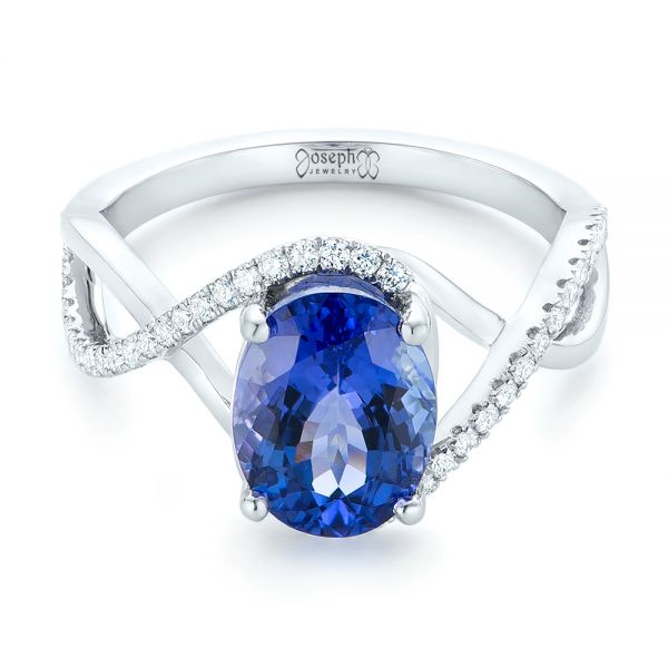 18k White Gold 18k White Gold Custom Tanzanite And Diamond Fashion Ring - Flat View -  102909