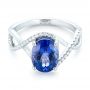 14k White Gold Custom Tanzanite And Diamond Fashion Ring - Flat View -  102909 - Thumbnail