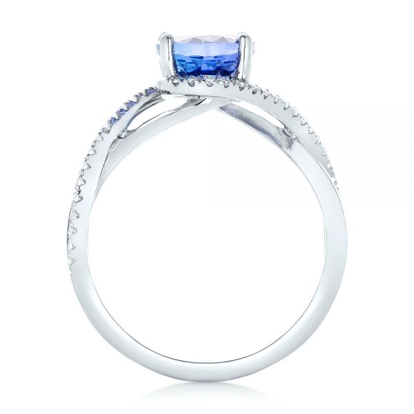 14k White Gold Custom Tanzanite And Diamond Fashion Ring - Front View -  102909
