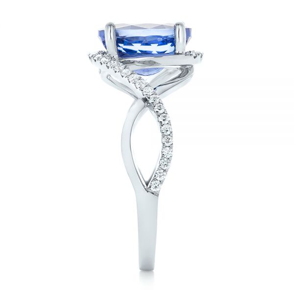 18k White Gold 18k White Gold Custom Tanzanite And Diamond Fashion Ring - Side View -  102909