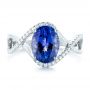 14k White Gold Custom Tanzanite And Diamond Fashion Ring - Top View -  102909 - Thumbnail