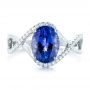 18k White Gold 18k White Gold Custom Tanzanite And Diamond Fashion Ring - Top View -  102909 - Thumbnail