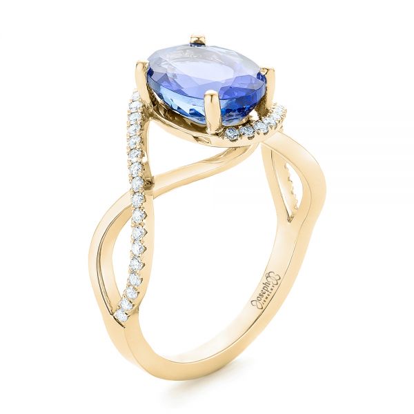 14k Yellow Gold 14k Yellow Gold Custom Tanzanite And Diamond Fashion Ring - Three-Quarter View -  102909