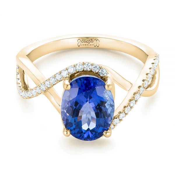 14k Yellow Gold 14k Yellow Gold Custom Tanzanite And Diamond Fashion Ring - Flat View - 102909