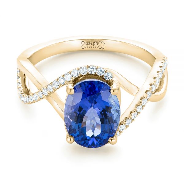 18k Yellow Gold 18k Yellow Gold Custom Tanzanite And Diamond Fashion Ring - Flat View -  102909