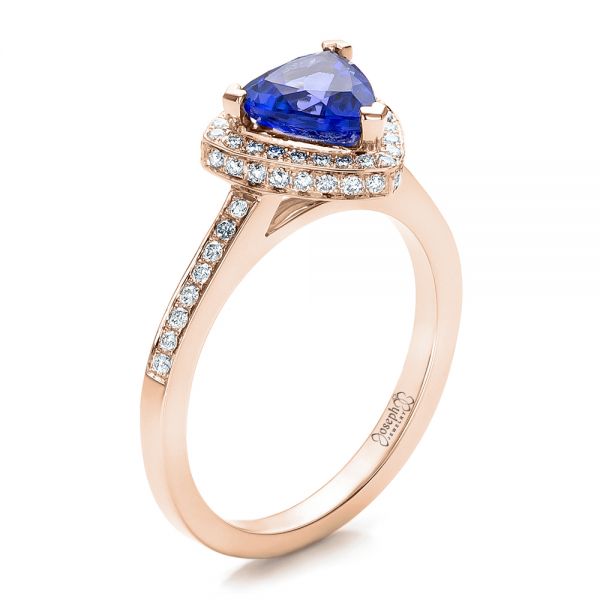 18k Rose Gold 18k Rose Gold Custom Tanzanite And Diamond Ring - Three-Quarter View -  100842